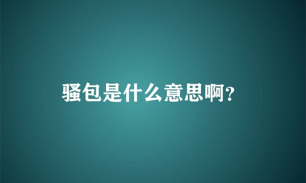 骚包是什么意思啊？
