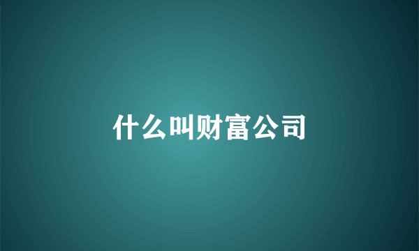 什么叫财富公司