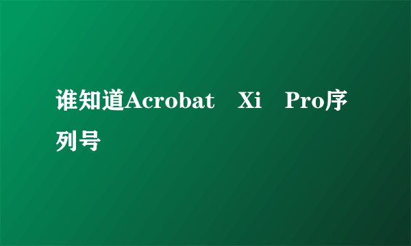 谁知道Acrobat Xi Pro序列号