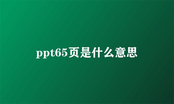 ppt65页是什么意思