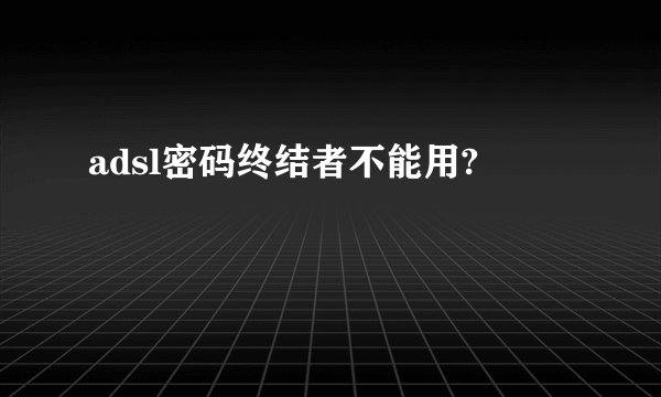 adsl密码终结者不能用?