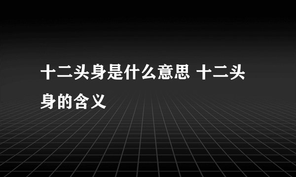 十二头身是什么意思 十二头身的含义