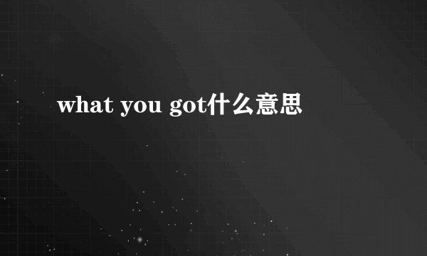 what you got什么意思
