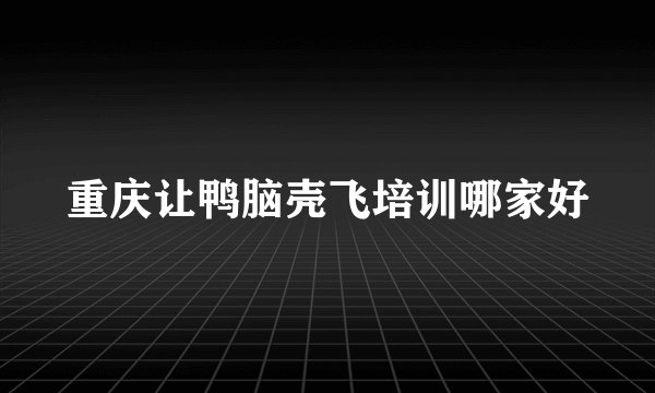 重庆让鸭脑壳飞培训哪家好