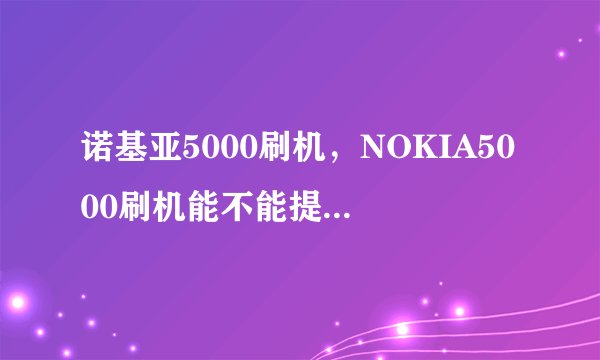 诺基亚5000刷机，NOKIA5000刷机能不能提高运行速度或者增加内存 跪求高手自作