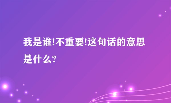 我是谁!不重要!这句话的意思是什么?