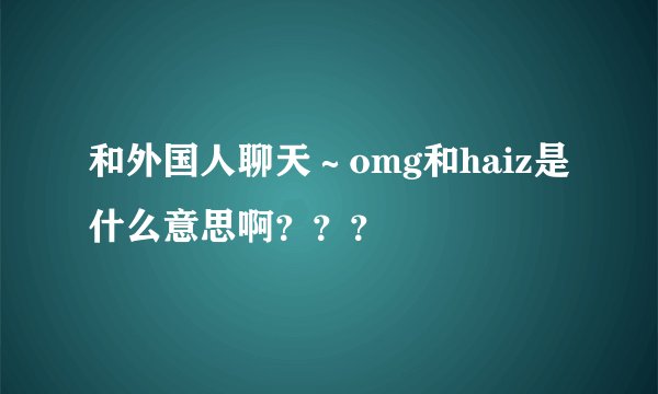 和外国人聊天～omg和haiz是什么意思啊？？？