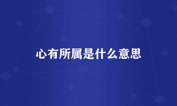 心有所属是什么意思