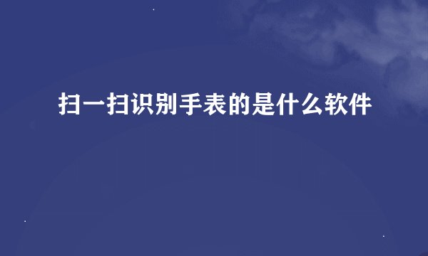 扫一扫识别手表的是什么软件