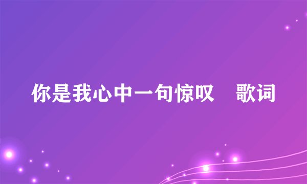 你是我心中一句惊叹 歌词
