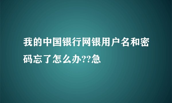我的中国银行网银用户名和密码忘了怎么办??急
