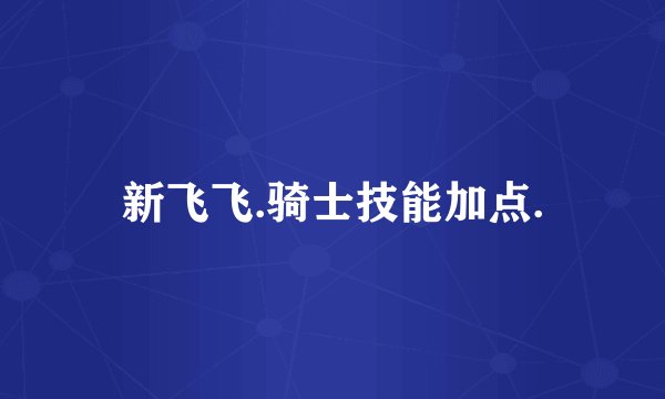 新飞飞.骑士技能加点.