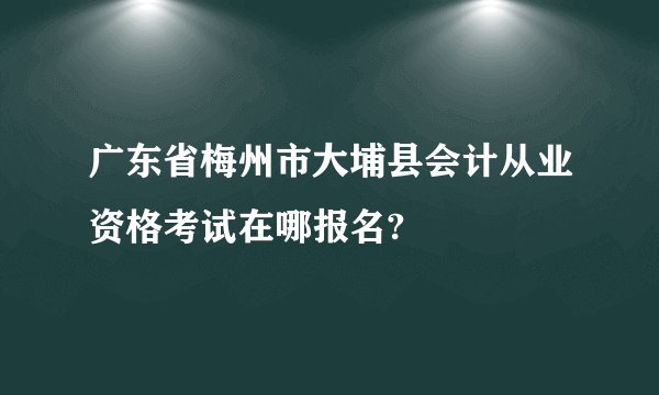 广东省梅州市大埔县会计从业资格考试在哪报名?