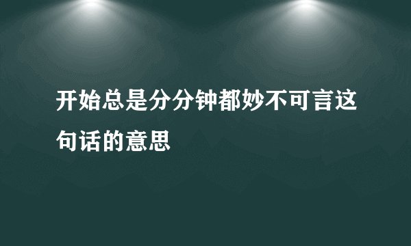 开始总是分分钟都妙不可言这句话的意思
