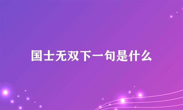 国士无双下一句是什么