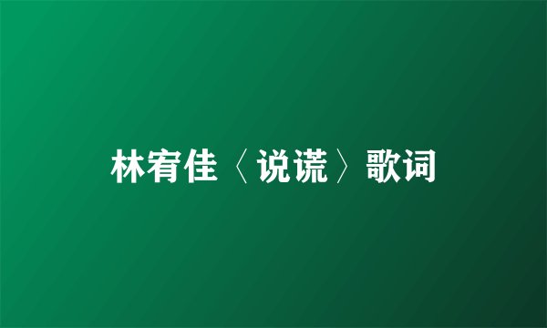 林宥佳〈说谎〉歌词