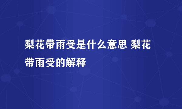 梨花带雨受是什么意思 梨花带雨受的解释