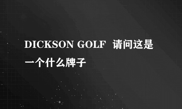 DICKSON GOLF  请问这是一个什么牌子