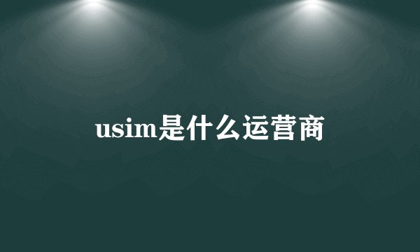 usim是什么运营商
