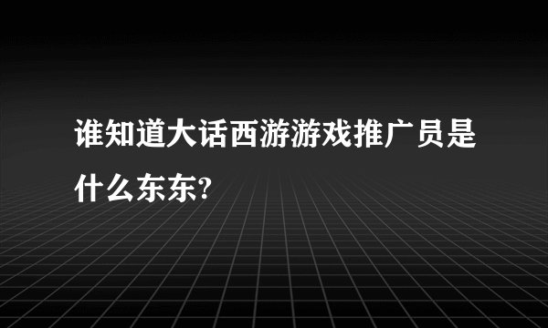 谁知道大话西游游戏推广员是什么东东?