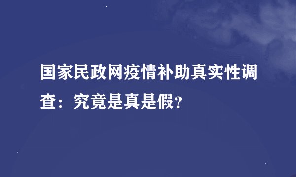国家民政网疫情补助真实性调查：究竟是真是假？