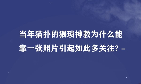 当年猫扑的猥琐神教为什么能靠一张照片引起如此多关注? -