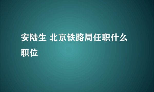 安陆生 北京铁路局任职什么职位