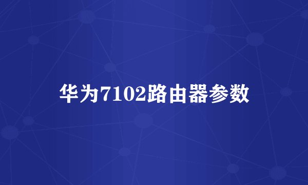 华为7102路由器参数