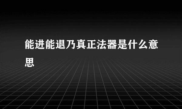 能进能退乃真正法器是什么意思