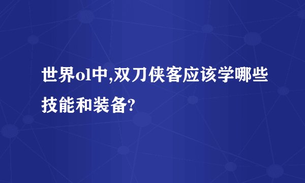 世界ol中,双刀侠客应该学哪些技能和装备?