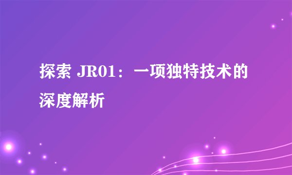 探索 JR01：一项独特技术的深度解析