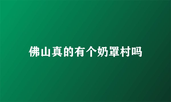 佛山真的有个奶罩村吗