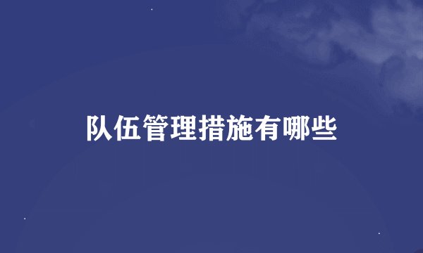 队伍管理措施有哪些