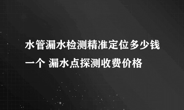 水管漏水检测精准定位多少钱一个 漏水点探测收费价格