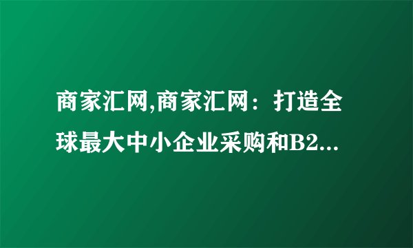 商家汇网,商家汇网：打造全球最大中小企业采购和B2B交易平台
