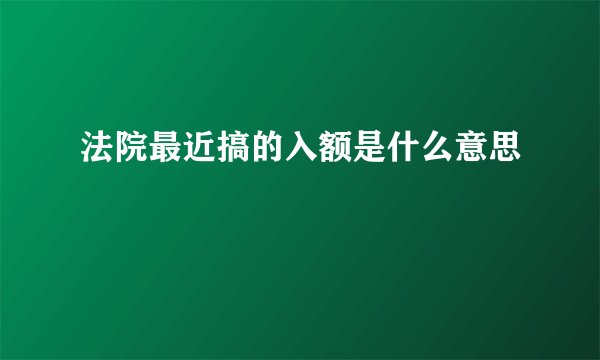 法院最近搞的入额是什么意思