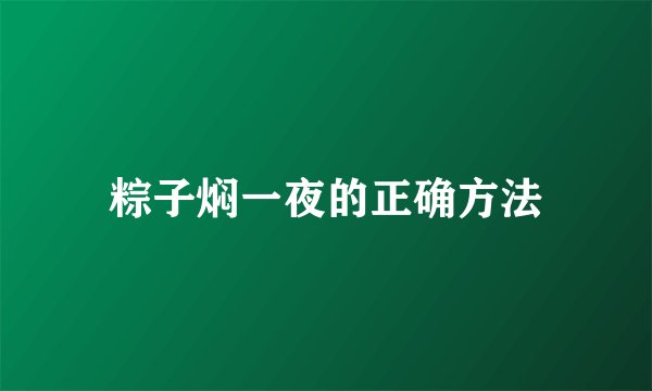 粽子焖一夜的正确方法