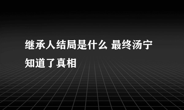 继承人结局是什么 最终汤宁知道了真相