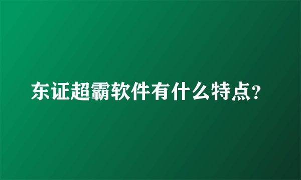 东证超霸软件有什么特点？