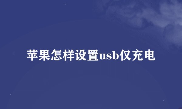 苹果怎样设置usb仅充电