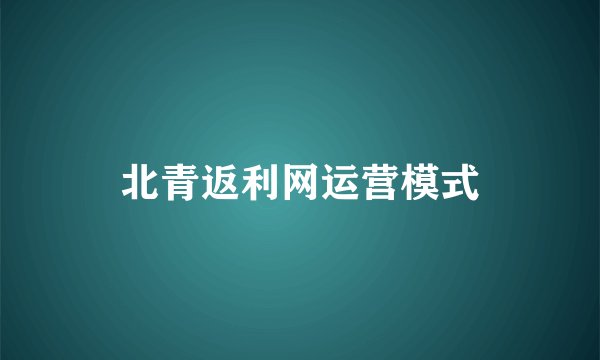 北青返利网运营模式