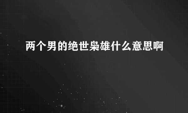 两个男的绝世枭雄什么意思啊