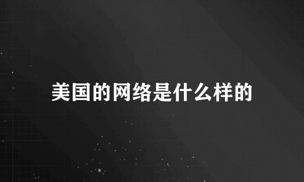 美国的网络是什么样的
