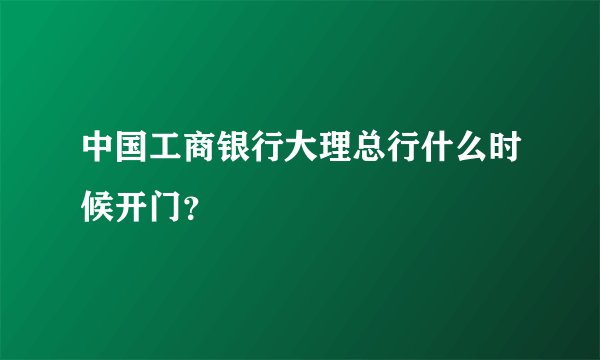 中国工商银行大理总行什么时候开门？