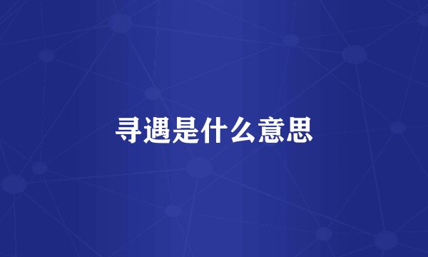 寻遇是什么意思