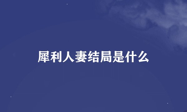 犀利人妻结局是什么