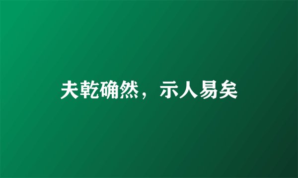 夫乾确然，示人易矣