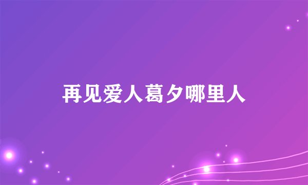 再见爱人葛夕哪里人