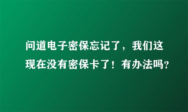 问道电子密保忘记了，我们这现在没有密保卡了！有办法吗？