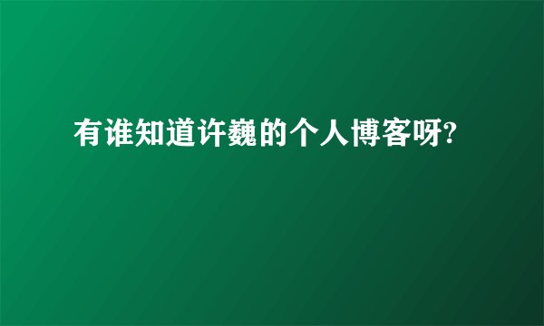 有谁知道许巍的个人博客呀?